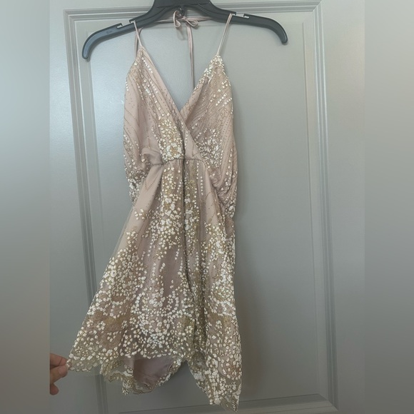 Hello Molly Pants - Hello Molly Blush Sequin Wrap Romper
